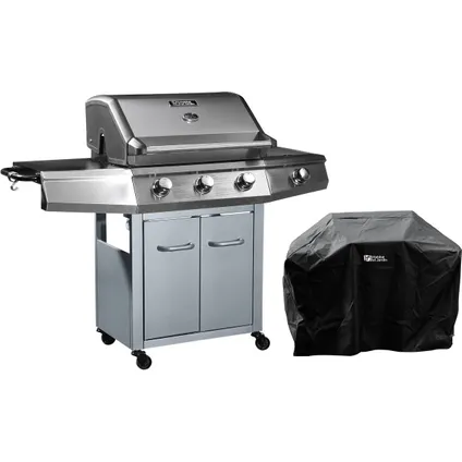 H&j - Barbecue Gaz -bingo 4 - 4 Brûleurs Dont 1 Latéral - 14kw + Housse Protection - Argenté