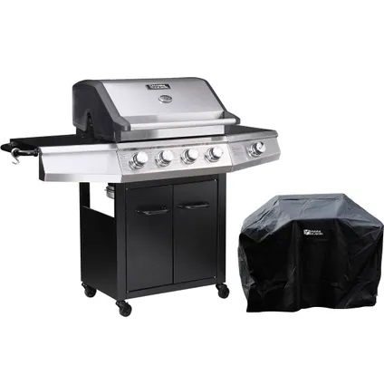 H&j - Barbecue Gaz -bingo 5 - 5 Brûleurs Dont 1 Latéral - 15.2kw + Housse Protection - Noir